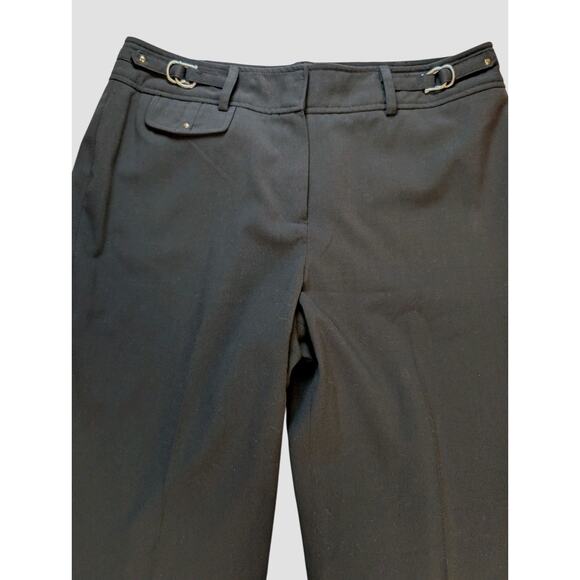 Larry Levine Stretch Career Dress Black Pants Women 12 Flat Front Gold Accents - Picture 1 of 6